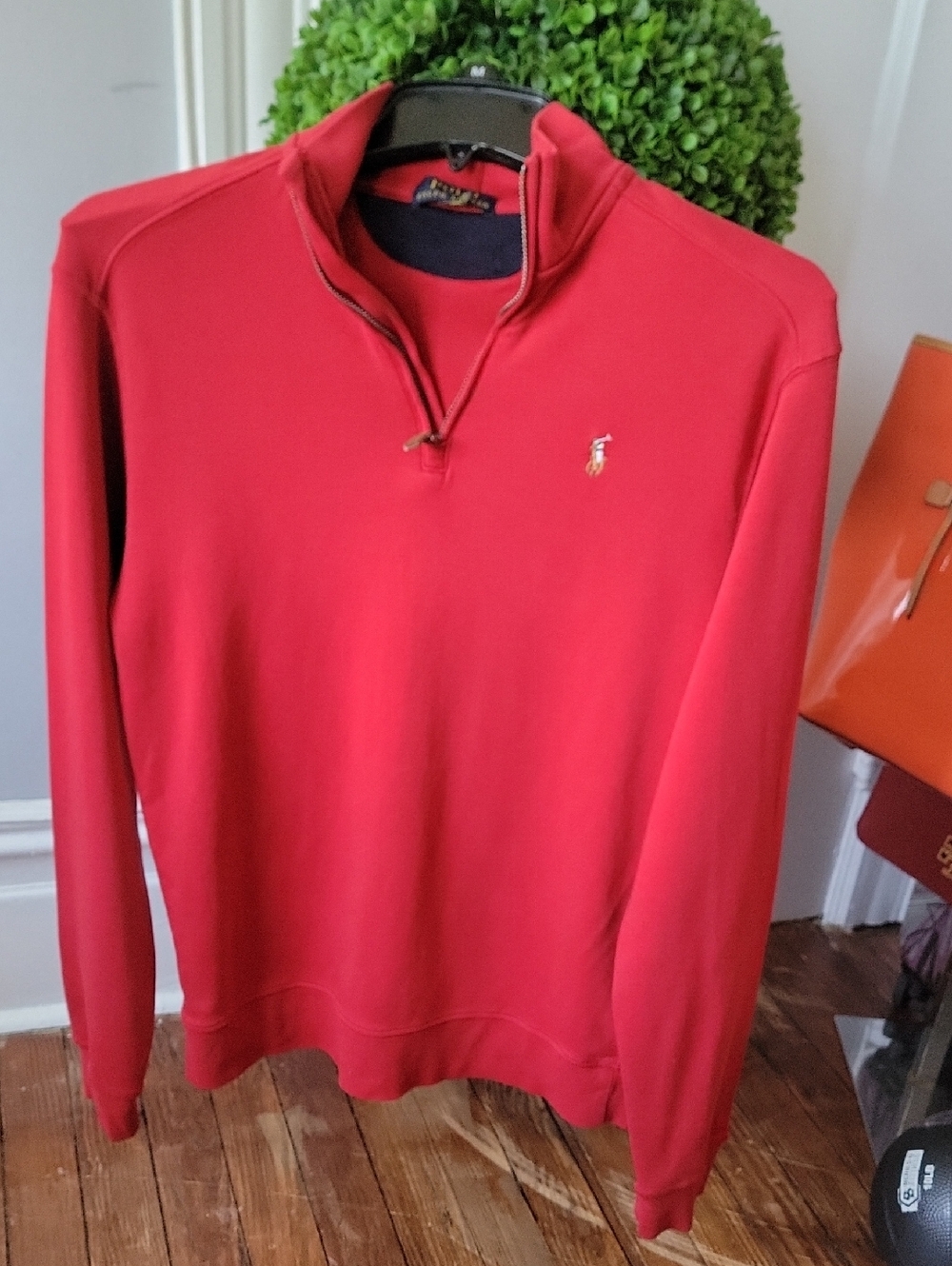 Polo by Ralph Lauren Red Half Zip Sweatshirt with Logo Size Small